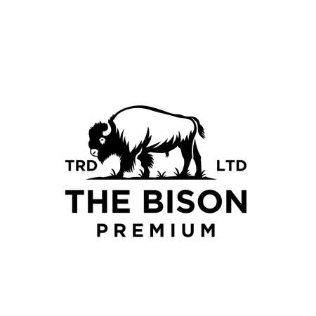 Premium black bison vector logo icon design isolated white backgroundのイラスト素材