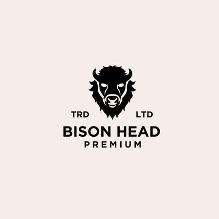 Premium black bison head vector logo icon design isolated white backgroundのイラスト素材