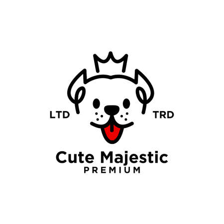 simple king Dog head line art vector logo design isolated white backgroundのイラスト素材