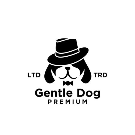 Gentle Dog head logo design isolated white backgroundのイラスト素材