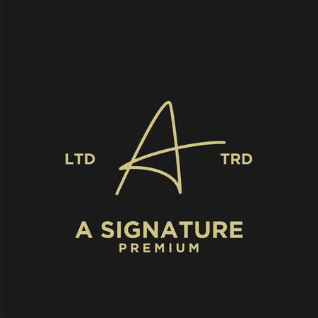 Signature letter A hand write logo design illustrationのイラスト素材