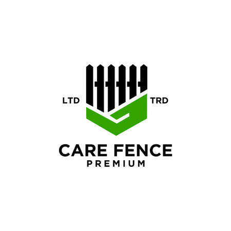minimalist vintage fence guard logo vector illustration designのイラスト素材