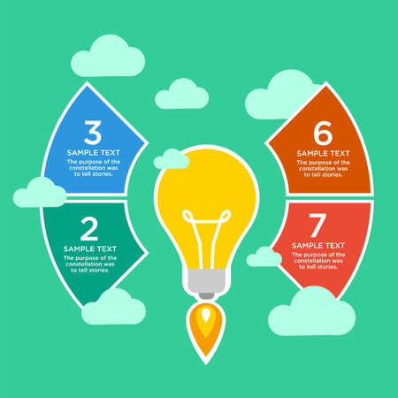 flat bulb light infographic vector template designのイラスト素材