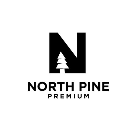 Pine Tree letter initial logo icon design simple minimalのイラスト素材