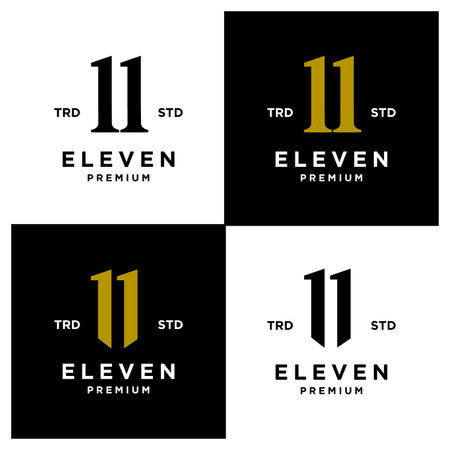 Eleven Initial number 11 icon design logo minimal template set collectionのイラスト素材