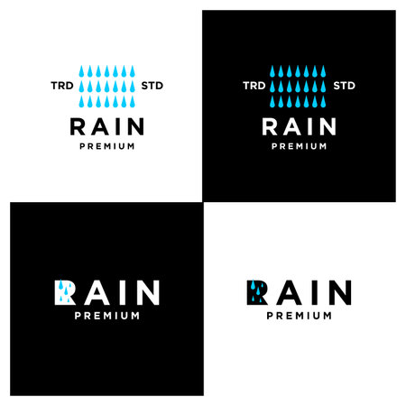 Rain Letter R Logo Icon Design Modern Logo Minimalist Template Set Collectionのイラスト素材