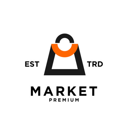 Market shop bag initial M logo icon design template modernのイラスト素材