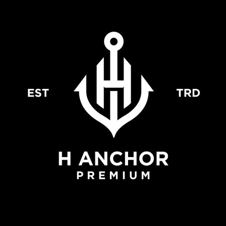 H Anchor letter initial design icon logoのイラスト素材