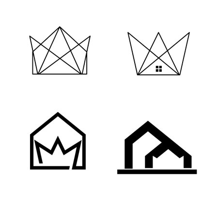 Set of house icons. Vector illustration. Eps 10. Black and white.のイラスト素材