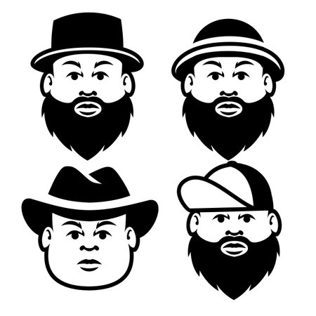 Fat Bald Beard Man mascot illustration templateのイラスト素材
