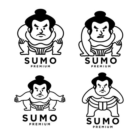 Sumo set collection mascot icon design illustration templateのイラスト素材