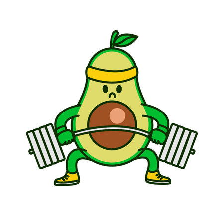 Avocado workout cute character illustration templateのイラスト素材