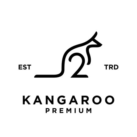 Set of kangaroo line logo icon design illustration templateのイラスト素材