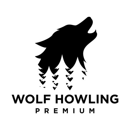 Wolf howling logo icon design illustration template