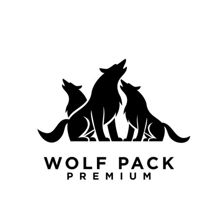 wolf pack logo icon design illustration templateのイラスト素材