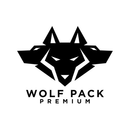 wolf pack logo icon design illustration templateのイラスト素材