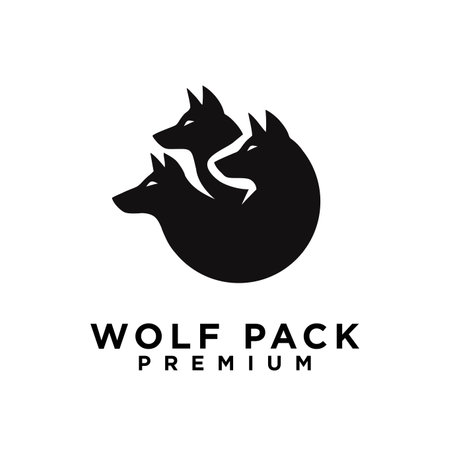 wolf pack logo icon design illustration templateのイラスト素材
