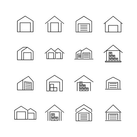 warehouse line icon design illustration templateのイラスト素材