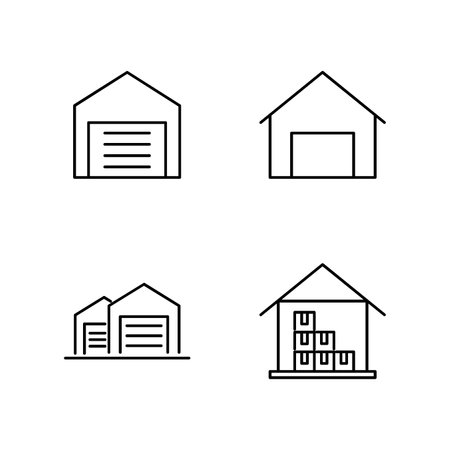 warehouse line icon design illustration templateのイラスト素材