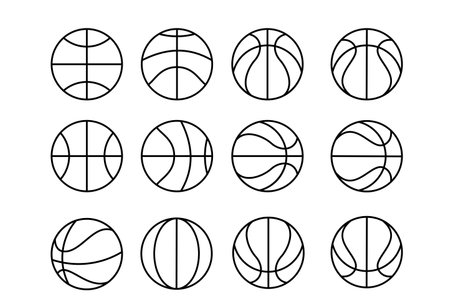 Basketball ball icon set. Outline set of basketball ball icons for web design isolated on white backgroundのイラスト素材