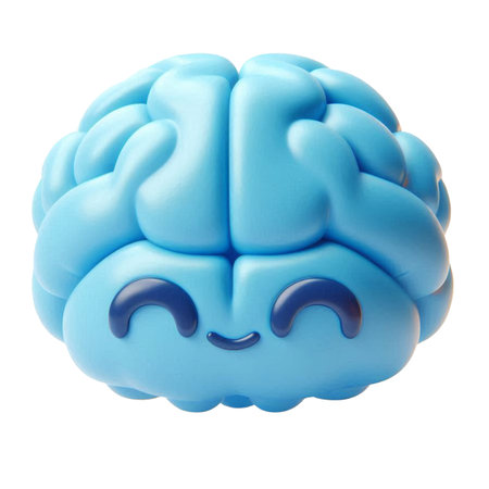 blue brain cute cartoon 3d cartoon icon design transparent background templateの素材