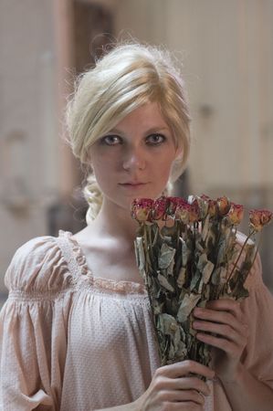 beautiful women well dressed in an old buildingの写真素材