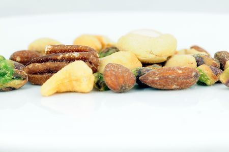 various mixed nuts on plate
