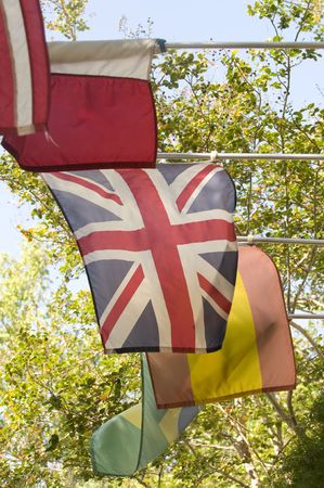 flags of countries hung and on display