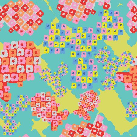 Aqua green geometric seamless pattern background design.のイラスト素材