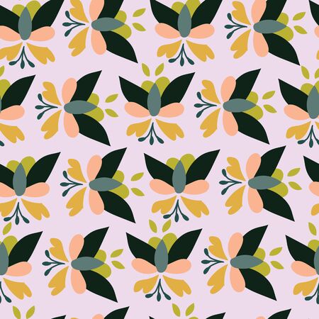 Pink geometric abstract flower seamless pattern background design.のイラスト素材