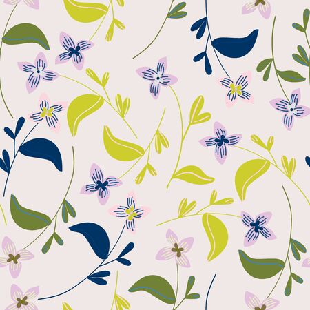 Light with long stemmed flower elements seamless pattern background design.のイラスト素材