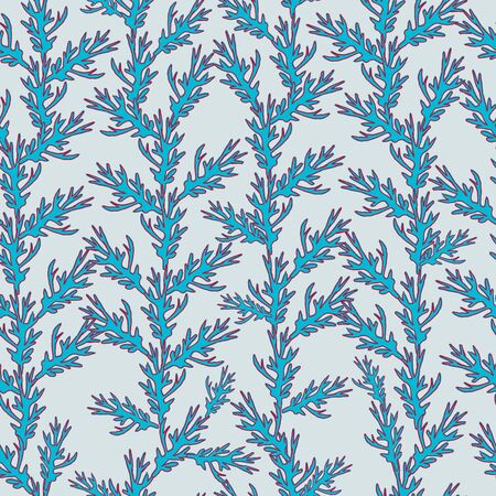 Light blue with a darker blue sea grass seamless pattern background design.のイラスト素材