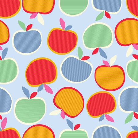 Light blue with loose whimsical apples seamless pattern background design.のイラスト素材