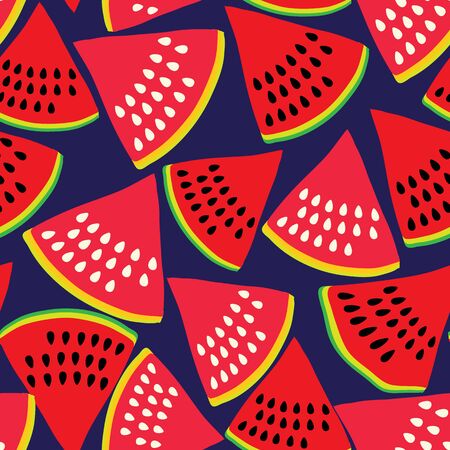 Black with watermelon slices seamless pattern background design.のイラスト素材