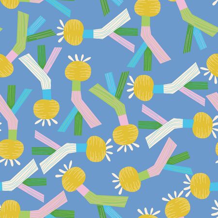 Light Blue Vegetable seamless pattern background design.のイラスト素材