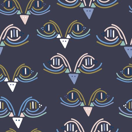 Dark Grey with bird eyes and beak seamless pattern background design.のイラスト素材
