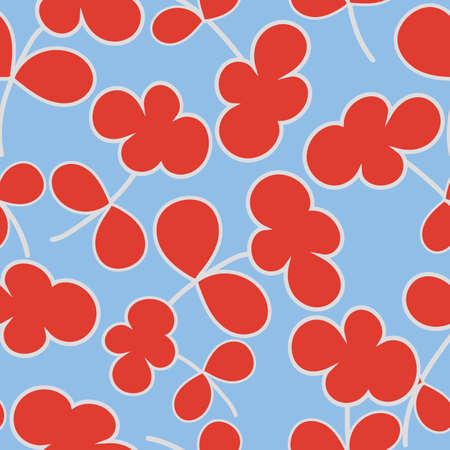 Light Blue with small ditsy red florals seamless pattern background design.のイラスト素材