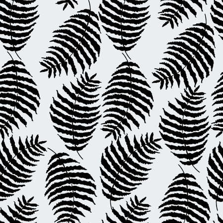 Black fern foliage seamless pattern background design.のイラスト素材