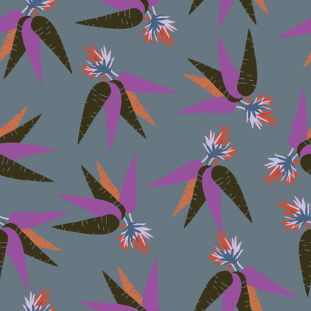 Grey with a bunch of carrot elements seamless pattern background design.のイラスト素材