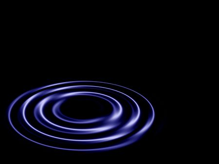 Black background with a metallic blue ripple in the bottom left cornerの写真素材