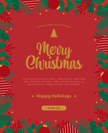 Merry Christmas and Happy New Year greeting card template. Vector illustrationのイラスト素材