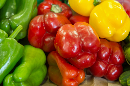 colourful shiny peppersの写真素材