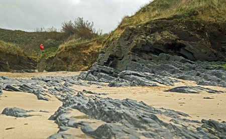 Rocks on a cornish beachの写真素材