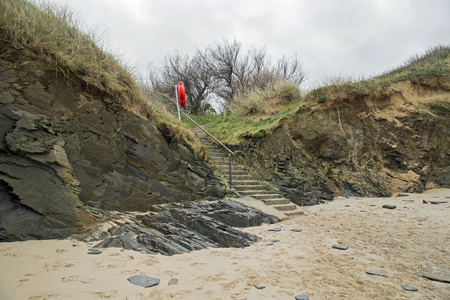 Steps to exit a sandy beachの写真素材