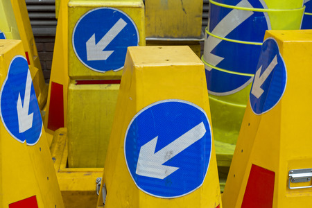 Yellow traffic cones abstractの写真素材