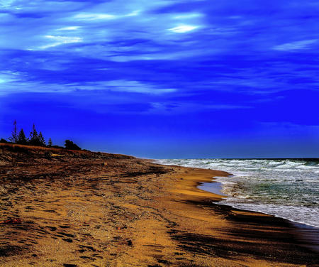 Pristine Kiwi black sand beachの写真素材