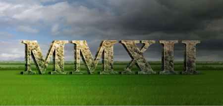 Digital Illustration of the year 2012 in stone/marble roman numerals.の写真素材