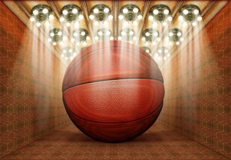 Photo-illustration of a basketball in a museum.の写真素材