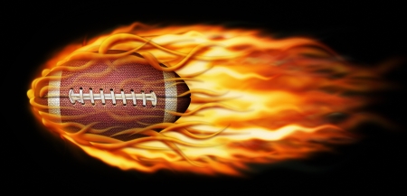 Digital illustration of a flaming football.の写真素材