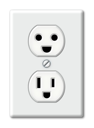 Illustration of an electrical outlet as happy faces の写真素材